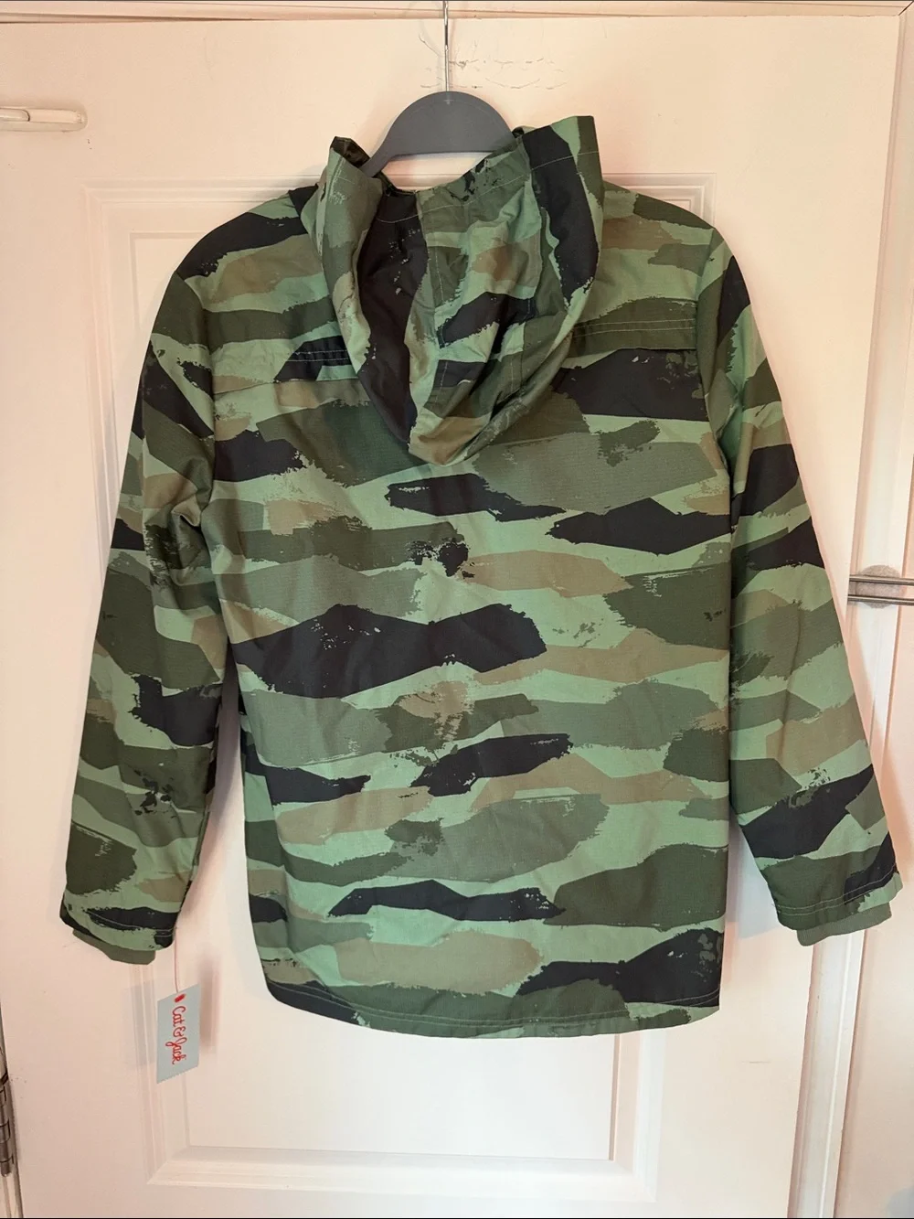 Cat & Jack Green Camo Hooded Raincoat
